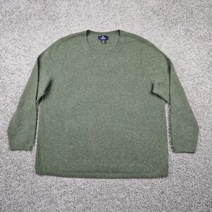 Lands End Women's Sweater 100% Cashmere Sz 1X 16W-18W Green Donegal Speckled